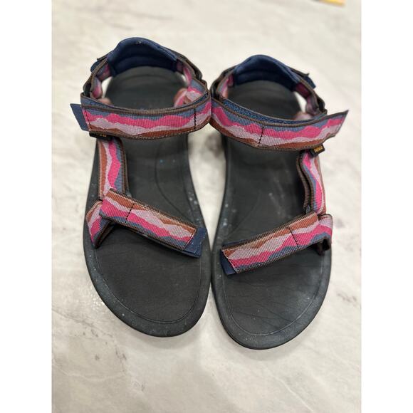 Teva Big Girls Hurricane XLT2 Sandals hook & loop sz 4 purple blue strap sport - Picture 1 of 7